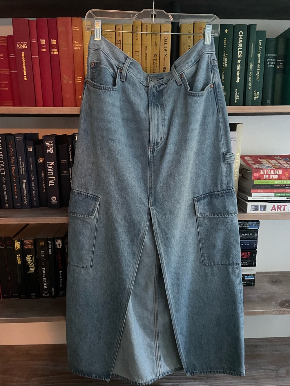 Denim Forum Light Blue Straight-Leg Cargo Jeans
